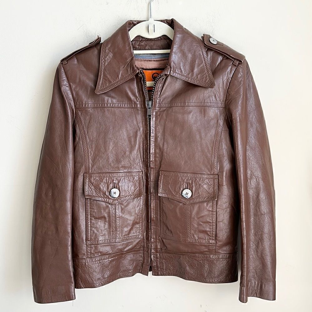 Redman Mens Brown Leather Coat M